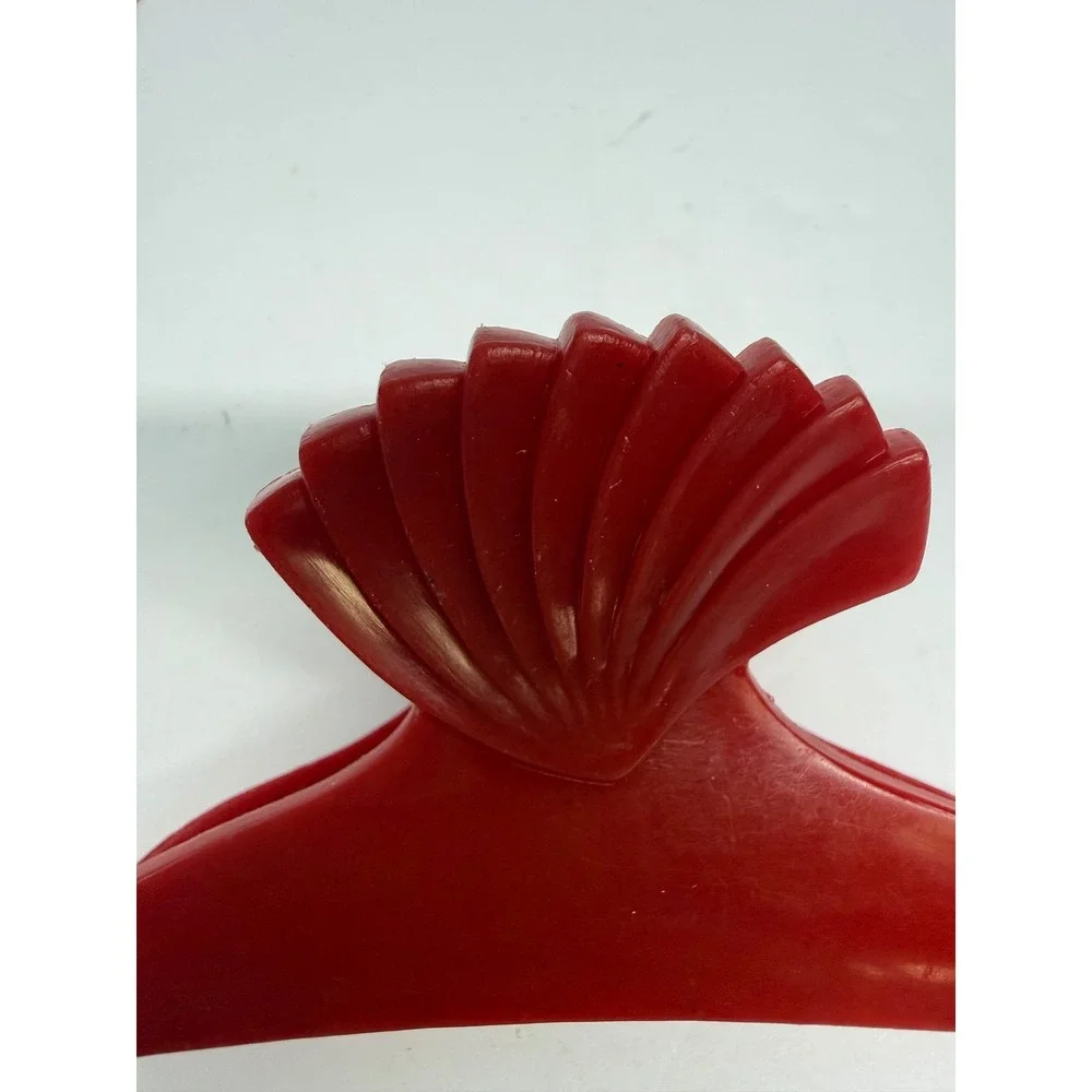 Vintage Red Shell Hair Claw Clip Large Plastic Fan Design Retro Accessory